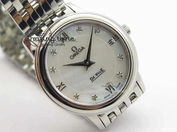 0310 De Ville 27mm Ladies MK 1:1 Best Edition White MOP Diamond Markers On SS Bracelet Ronda Quartz MoistureWicking 8190